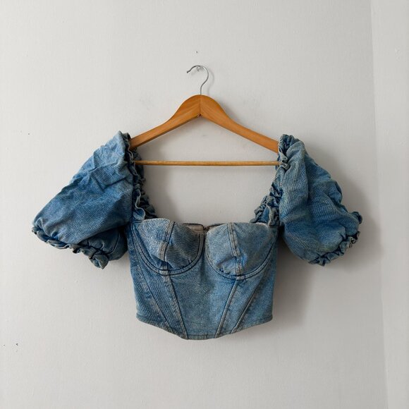 HOUSE OF CB LULETTE DENIM TOP - Picture 1 of 8